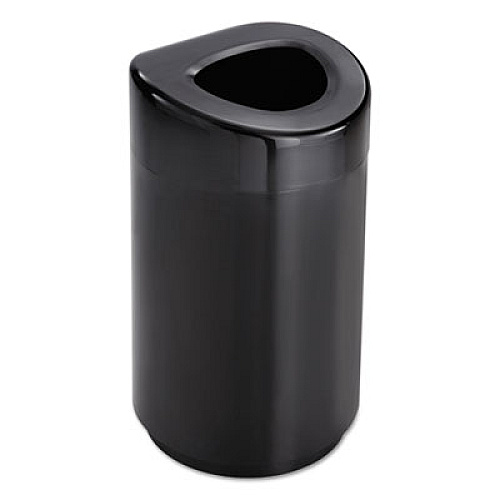 Safco Open Top Round Waste Receptacle, 30 gal, Steel, Black (9920BL)