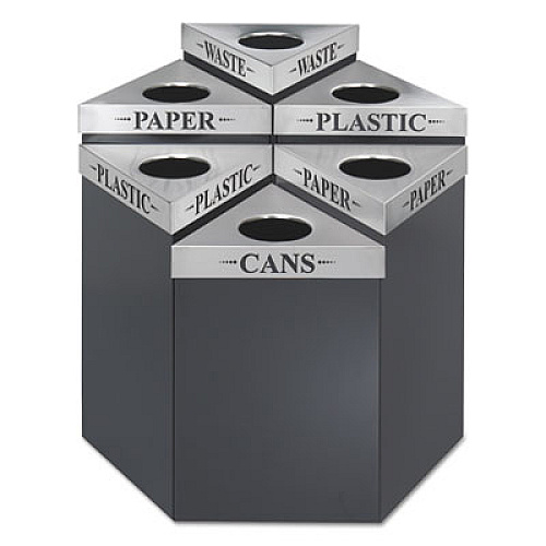 Safco Trifecta Waste Receptacle Lid, Laser Cut "WASTE" Inscription, 20w x 20d x 3h, Stainless Steel (9560WA)