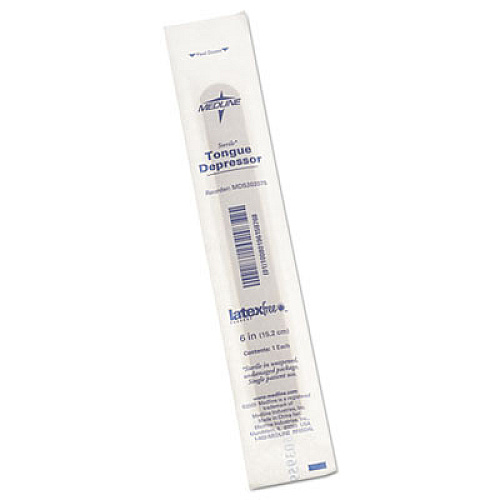 Medline Sterile Tongue Depressors, Wood, 6" Long, 100/Box (MDS202075)