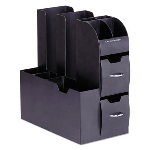 Mind Reader Coffee Condiment Caddy Organizer, 10 Compartments, 5.4 x 11 x 12.6, Black (CAD01BLK)
