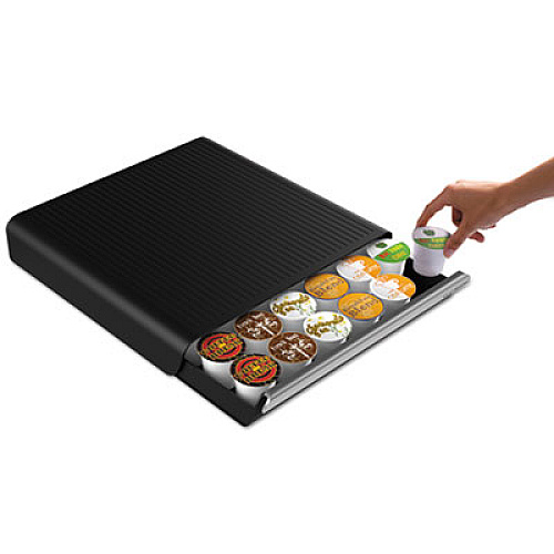 Mind Reader Coffee Pod Drawer, Fits 26 Pods, 14 3/4 x 13 1/4 x 2 3/4, Black (TRY26PCBLK)