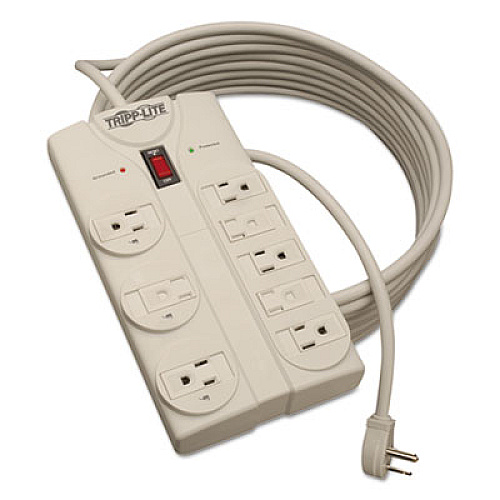 Tripp Lite Protect It! Surge Protector, 8 Outlets, 25 ft Cord, 1440 Joules, Light Gray (TLP825)