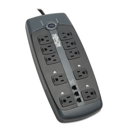 Tripp Lite Protect It! Surge Protector, 10 Outlets, 8 ft Cord, 2395 Joules, Black (TLP1008TEL)