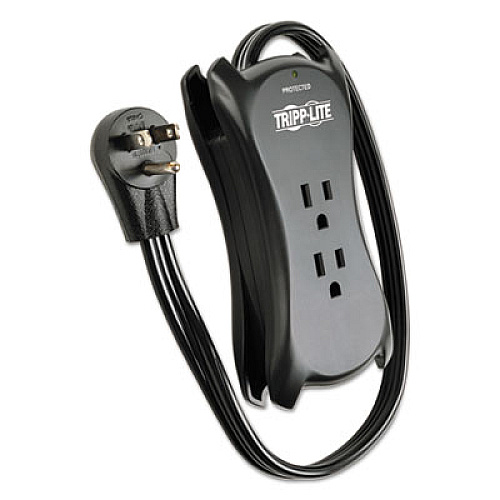 Tripp Lite Protect It! Travel-Size Surge Protector, 3 Outlets/2 USB, 1.5 ft Cord, 1050 J (TRAVELER3USB)