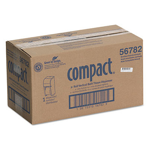 Georgia Pacific Professional Compact Vertical Double Roll Coreless Dispenser, 6 x 6.5 x 13.5, Stainless Steel (56782)