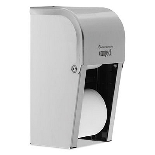 Georgia Pacific Professional Compact Vertical Double Roll Coreless Dispenser, 6 x 6.5 x 13.5, Stainless Steel (56782)