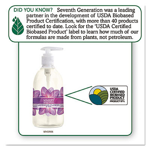Seventh Generation Natural Hand Wash, Lavender Flower and Mint Scent, 12 oz, 8/Carton (22926CT)