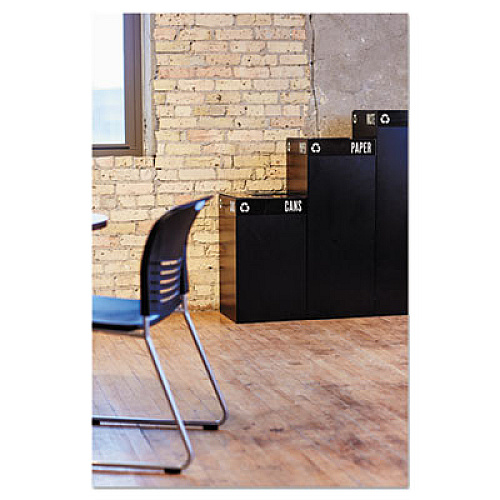 Safco Public Square Recycling Receptacles, Paper Recycling, 42 gal, Steel, Black (2984BL)