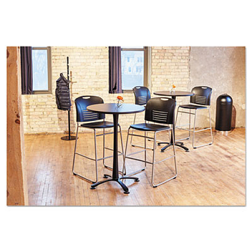 Safco Dome Top Receptacle with Open Top, 15 gal, Steel, Black (9639BL)