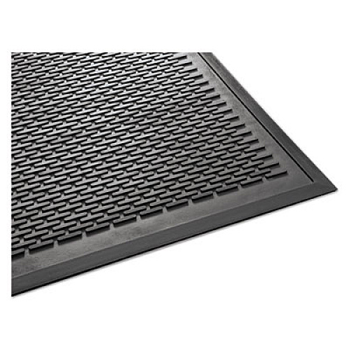 Guardian Clean Step Outdoor Rubber Scraper Mat, Black Ribbon Ribbed Polypropylene Surface, 36" x 60" (14030500)
