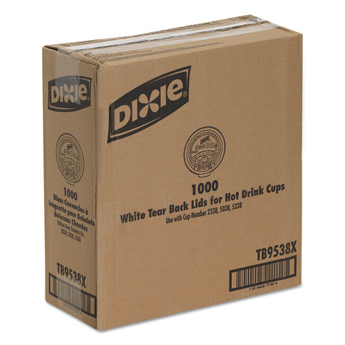 Dixie Plastic Lids For Hot Drink Cups, 8oz, White, 1000/carton (TB9538X)