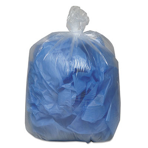 Earthsense Commercial Linear Low Density Clear Recycled Can Liners, 60 gal, 1.5 mil, 38" x 58", Clear, 10 Bags/Roll, 10 Rolls/Carton (RNW5815C)