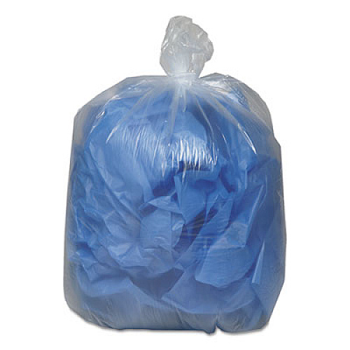 Earthsense Commercial Linear Low Density Clear Recycled Can Liners, 33 gal, 1.25 mil, 33" x 39", Clear, 10 Bags/Roll, 10 Rolls/Carton (RNW4015C)