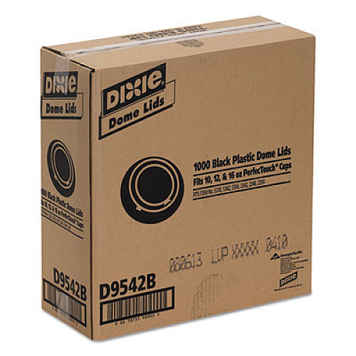 Dixie Drink-Thru Lids, Fits 10 oz to 20 oz Hot Cups, Plastic, Black, 1,000/Carton (D9542B)