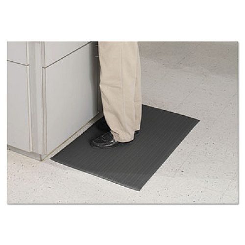Guardian Air Step Anti-Fatigue Mat, Rectangular, Black Ribbed Surface, 24" x 36" (24020302)