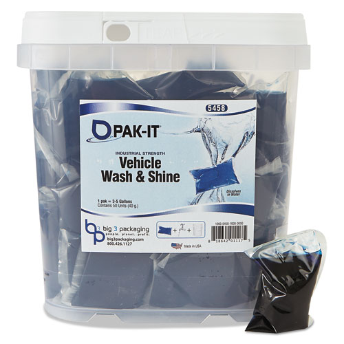 VEHICLE WASH AND SHINE, BLUE, 50 PAK-ITS/TUB (545820003200)