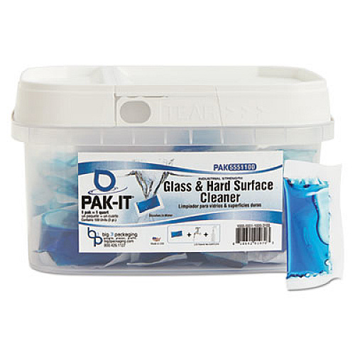 Glass and Hard-Surface Cleaner, Pleasant Scent, 100 PAK-ITs/Tub, 8 Tubs/Carton (5551203800CT)