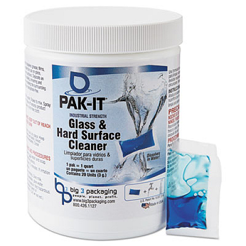 GLASS AND HARD-SURFACE CLEANER, PLEASANT SCENT, 20 PAK-ITS/JAR, 12 JARS/CARTON (5551202240CT)