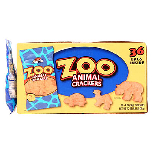 Austin Zoo Animal Crackers, Original, 2 oz Pack, 36 Packs/Box (827545)