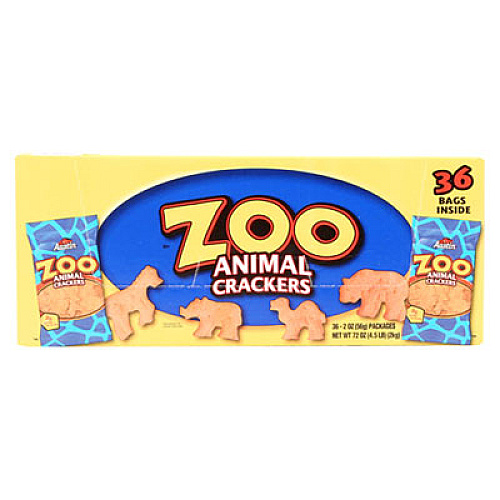Austin Zoo Animal Crackers, Original, 2 oz Pack, 36 Packs/Box (827545)