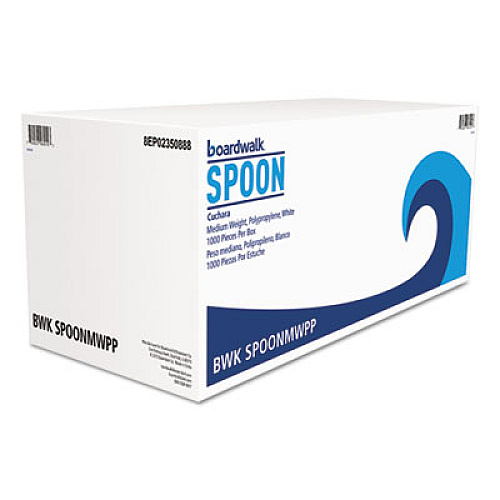 Boardwalk Mediumweight Polypropylene Cutlery, Teaspoon, White, 1000/Carton (BWKSPOONMWPP)