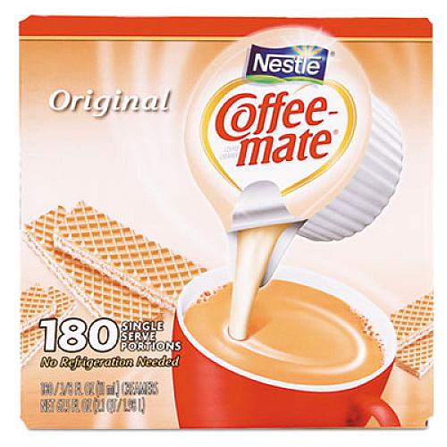 Coffee mate Liquid Coffee Creamer, Original, 0.38 oz Mini Cups, 180/Carton (753032)