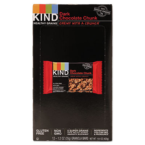 KIND Healthy Grains Bar, Dark Chocolate Chunk, 1.2 oz, 12/Box (18082)