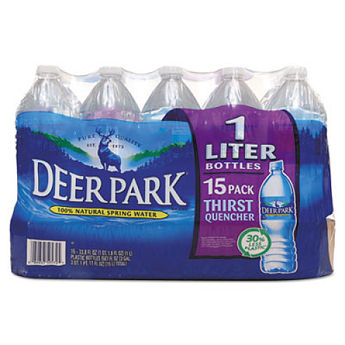Deer Park Natural Spring Water, 1 Liter Bottle, 15 Bottles/carton (828474)