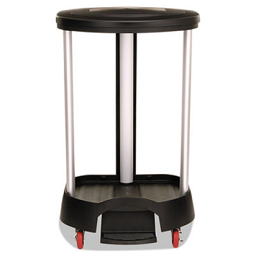Rubbermaid Commercial Premium Step-On Linen Hamper, 30 gal, 20.38w x 22.25d x 37.88h, Aluminum/Plastic, Black (6300BLA)