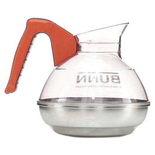 BUNN Easy Pour Decanter, 64 oz, Orange Handle (6101)