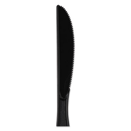 Dixie Plastic Cutlery, Heavy Mediumweight Knife, Black, 1,000/Carton (KM517)