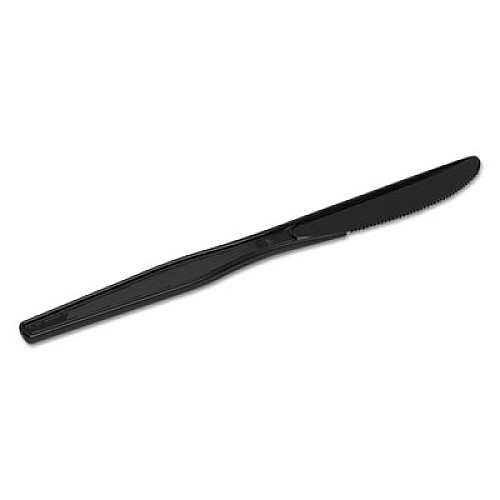 Dixie Plastic Cutlery, Heavy Mediumweight Knife, Black, 1,000/Carton (KM517)