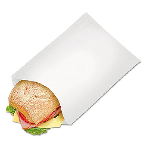 Bagcraft Grease-Resistant Single-Serve Bags, 6.5" x 1" x 8", White, 2,000/Carton (300422)
