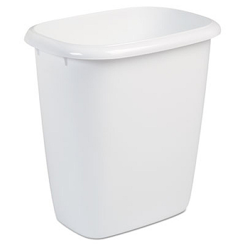 Rubbermaid Open-Top Wastebasket, 14.4 qt, Plastic, White, 6/Carton (2958WHICT)