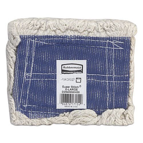 Rubbermaid Commercial Super Stitch Blend Mop, Cotton/Synthetic, X-Large, White, 6/Carton (D25406WHICT)