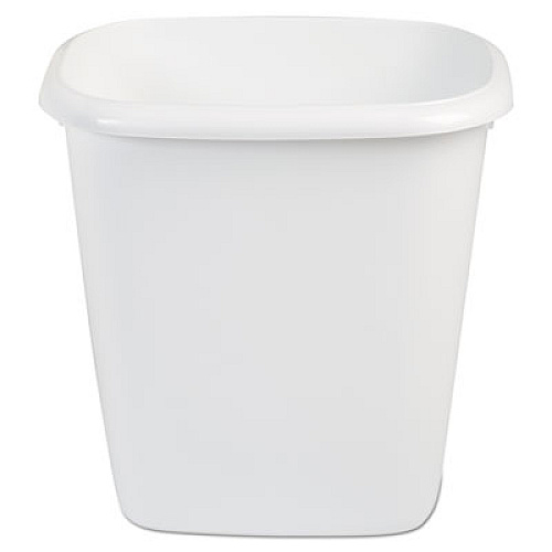 Rubbermaid Open-Top Wastebasket, 14.4 qt, Plastic, White, 6/Carton (2958WHICT)