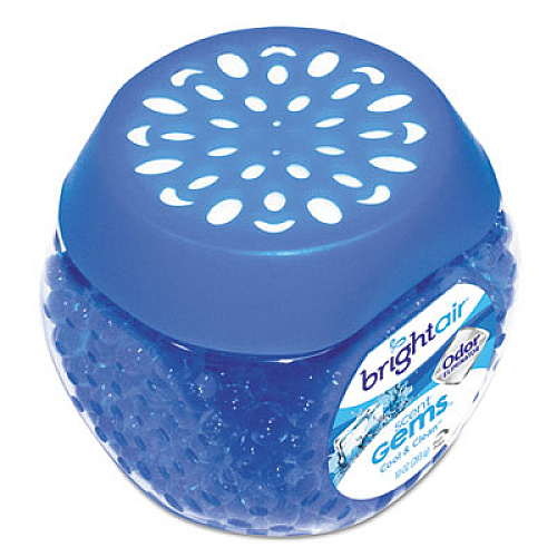 BRIGHT Air Scent Gems Odor Eliminator, Cool and Clean, Blue, 10 oz Jar, 6/Carton (900228CT)