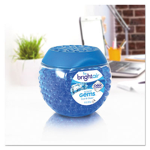 BRIGHT Air Scent Gems Odor Eliminator, Cool and Clean, Blue, 10 oz Jar, 6/Carton (900228CT)
