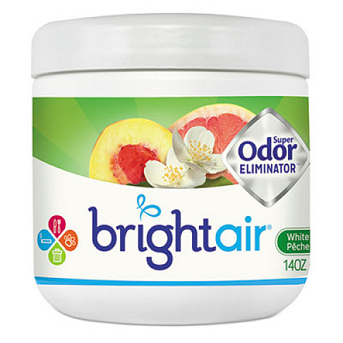 BRIGHT Air Super Odor Eliminator, White Peach and Citrus, 14 oz Jar, 6/Carton (900133CT)