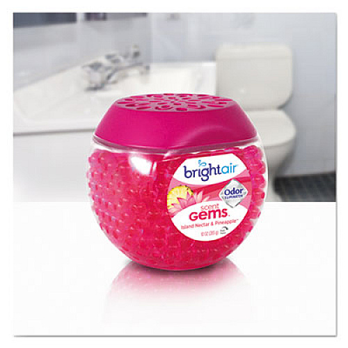 BRIGHT Air Scent Gems Odor Eliminator, Island Nectar and Pineapple, Pink, 10 oz Jar (900229)