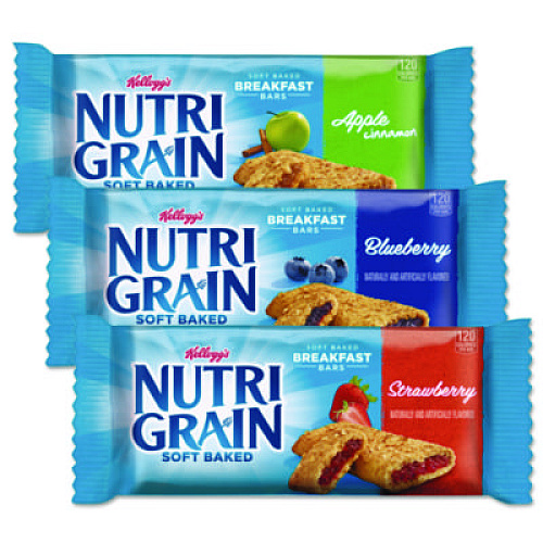 Kellogg's Nutri-Grain Soft Baked Breakfast Bars, Asstd: Apple, Blueberry, Strawberry, 1.3 oz Bar, 48/Carton (05872)
