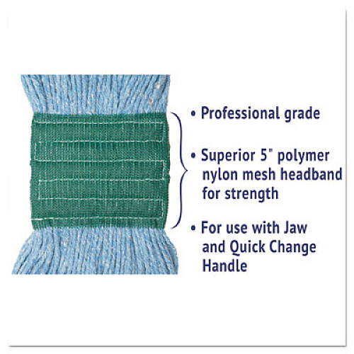 Boardwalk Super Loop Wet Mop Head, Cotton/Synthetic Fiber, 5" Headband, Medium Size, Blue, 12/Carton (502BLCT)