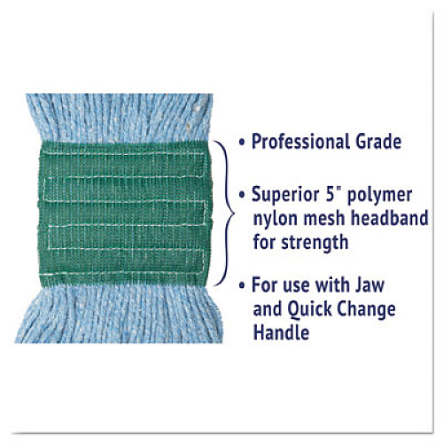 Boardwalk Super Loop Wet Mop Head, Cotton/Synthetic Fiber, 5" Headband, Medium Size, Blue (502BLEA)