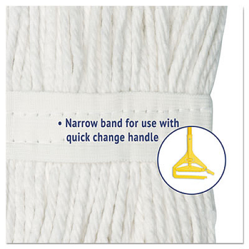 Boardwalk Premium Cut-End Wet Mop Heads, Cotton, 24 oz, White, 12/Carton (224CCT)