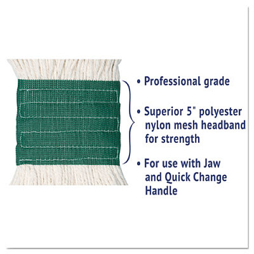 Boardwalk Super Loop Wet Mop Head, Cotton/Synthetic Fiber, 5" Headband, Medium Size, White (502WHEA)