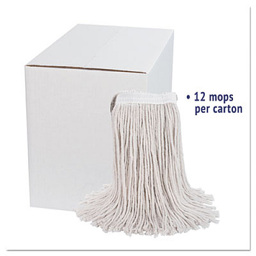 Boardwalk Premium Cut-End Wet Mop Heads, Cotton, 24 oz, White, 12/Carton (224CCT)