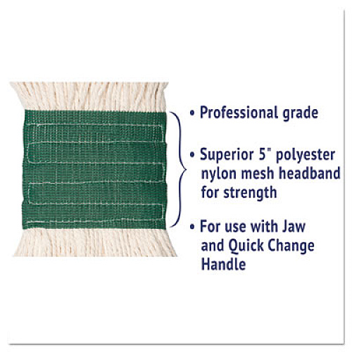 Boardwalk Super Loop Wet Mop Head, Cotton/Synthetic Fiber, 5" Headband, Medium Size, White, 12/Carton (502WHCT)