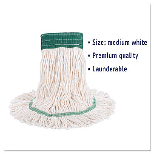Boardwalk Super Loop Wet Mop Head, Cotton/Synthetic Fiber, 5" Headband, Medium Size, White, 12/Carton (502WHCT)