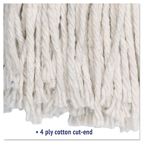 Boardwalk Premium Cut-End Wet Mop Heads, Cotton, 24 oz, White, 12/Carton (224CCT)