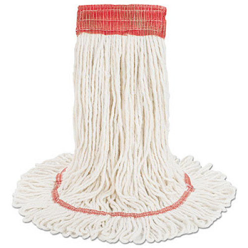 Boardwalk Super Loop Wet Mop Head, Cotton/Synthetic Fiber, 5" Headband, Large Size, White, 12/Carton (503WHCT)